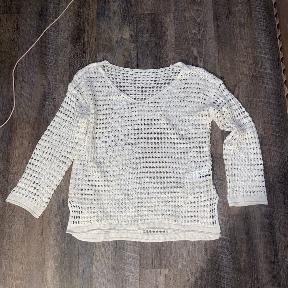SHEIN Cream Crochet Knit Top